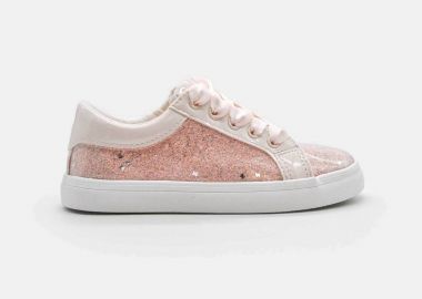 Mayoral βρεφικά sneakers με κορδόνια και διακοσμητικά glitter - 43723-S26 Nude - MAYORAL - 