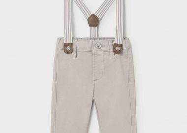 Mayoral βρεφικό παντελόνι chino με τιράντες - 1596-S26 Γκρι - MAYORAL - 
