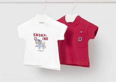 Mayoral βρεφικό σετ T-shirt με print - 1074-S26 Κόκκινο - MAYORAL - 