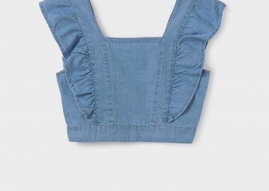 Mayoral παιδική denim μπλούζα αμάνικη με cut out - 6091-S25 Denim Blue Ανοιχτό - MAYORAL - 