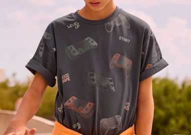 Mayoral παιδική μπλούζα με all-over print - 6038-S26 Γκρι - MAYORAL - 