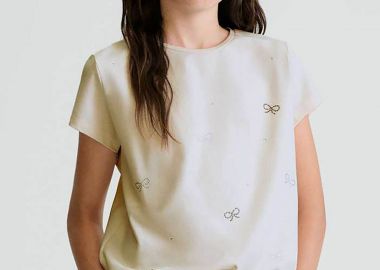 Mayoral παιδική μπλούζα με all-over print - 854-S26 Μπεζ - MAYORAL - 