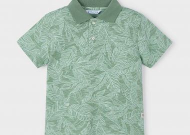 Mayoral παιδική μπλούζα πόλο με tropical print - 3110-S25 Πράσινο Ανοιχτό - MAYORAL - 