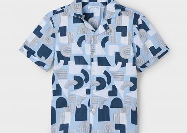 Mayoral παιδικό πουκάμισο με all-over print - 3114-S25 Μπλε - MAYORAL - 