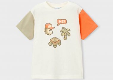 Mayoral παιδικό T-shirt με print Regular Fit - 3076-S26 Κρέμ - MAYORAL - 