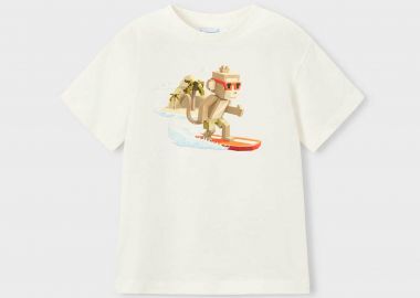 Mayoral παιδικό T-shirt με print Regular Fit - 3077-S26 Κρέμ - MAYORAL - 