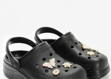 ΜΑΥΡΑ CLOGS ΜΕ ΔΙΑΚΟΣΜΗΤΙΚΑ - BUTTERFLY - fashionroom - 