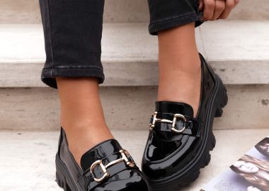 ΜΑΥΡΑ ΛΟΥΣΤΡΙΝ LOAFERS - SATELLITE - fashionroom - 