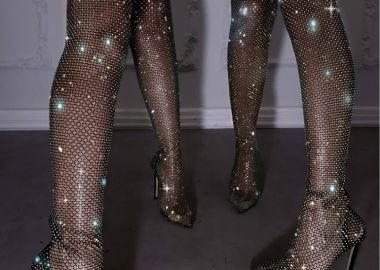 ΜΑΥΡΕΣ ΜΠΟΤΕΣ ΓΟΝΑΤΟ ΔΙΧΤΥΩΤΟ ΣΤΡΑΣ-OMG - sense-shop - 