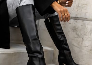 ΜΑΥΡΕΣ ΜΠΟΤΕΣ ΤΑΚΟΥΝΙ ΔΕΡΜΑΤΙΝΗ-NIKIS - fashionroom - 