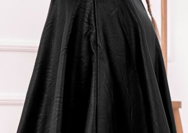 ΜΑΥΡΗ ΔΕΡΜΑΤΙΝΗ ΦΟΥΣΤΑ SKATER- IOKASTI - fashionroom - 