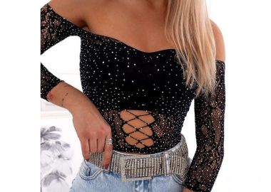 ΜΑΥΡΗ ΜΠΛΟΥΖΑ ΔΙΧΤΥ- LUANA - fashionroom - 