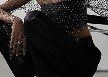 ΜΑΥΡΗ ΜΠΛΟΥΖΑ ΔΙΧΤΥ ΜΕ ΣΤΡΑΣ - GAIA - fashionroom - 