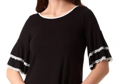 ΜΑΥΡΗ ΜΠΛΟΥΖΑ ΜΕ ΒΟΛΑΝ ΚΑΙ ΔΑΝΤΕΛΑ - Anna Raxevsky - 