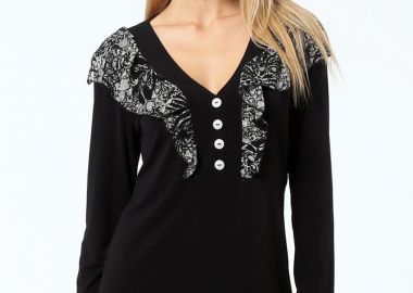 ΜΑΥΡΗ ΜΠΛΟΥΖΑ ΜΕ ΕΜΠΡΙΜΕ ΒΟΛΑΝ - Anna Raxevsky - 