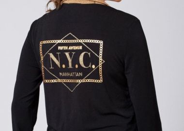 ΜΑΥΡΗ ΜΠΛΟΥΖΑ ΜΕ ΓΙΑΚΑ ΚΑΙ ΧΡΥΣΟ ΤΥΠΩΜΑ - Anna Raxevsky - 