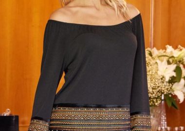 ΜΑΥΡΗ ΜΠΛΟΥΖΑ ΜΕ ΛΑΣΤΙΧΟ ΚΑΙ ΒΕΛΟΥΔΙΝΗ ΦΑΣΑ - Anna Raxevsky - 