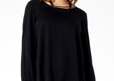 ΜΑΥΡΗ ΜΠΛΟΥΖΑ ΜΕ ΛΑΣΤΙΧΟ ΣΤΑ ΜΑΝΙΚΙΑ - Anna Raxevsky - 