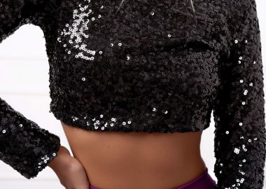 ΜΑΥΡΗ ΜΠΛΟΥΖΑ ΜΕ ΠΑΓΙΕΤΕΣ - RUTH - sense-shop - 