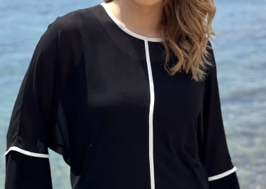 ΜΑΥΡΗ ΜΠΛΟΥΖΑ ΜΟΥΣΕΛΙΝΑ ΜΕ ΔΙΑΚΟΣΜΗΤΙΚΑ ΡΕΛΙΑ - Anna Raxevsky - 