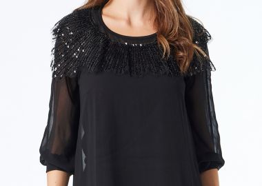 ΜΑΥΡΗ ΜΠΛΟΥΖΑ ΜΟΥΣΕΛΙΝΑ ΜΕ ΠΑΓΙΕΤΕΣ - Anna Raxevsky - 