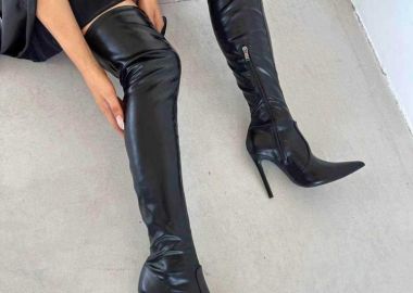 ΜΑΥΡΗ ΜΠΟΤΑ ΠΑΝΩ ΑΠΟ ΤΟ ΓΟΝΑΤΟ - DANTE MAT - sense-shop - 