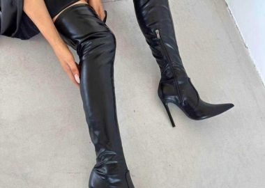 ΜΑΥΡΗ ΜΠΟΤΑ ΠΑΝΩ ΑΠΟ ΤΟ ΓΟΝΑΤΟ - DANTE MAT - fashionroom - 