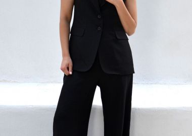 ΜΑΥΡΗ ΠΑΝΤΕΛΟΝΑ ΜΕ ΤΣΕΠΕΣ LINEN-LOOK - Anna Raxevsky - 