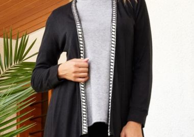 ΜΑΥΡΗ ΠΛΕΚΤΗ ΑΣΥΜΜΕΤΡΗ ΖΑΚΕΤΑ ΜΕ ΤΡΕΣΑ - Anna Raxevsky - 