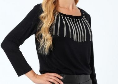 ΜΑΥΡΗ ΠΛΕΚΤΗ ΜΠΛΟΥΖΑ ΜΕ ΑΛΥΣΙΔΕΣ - Anna Raxevsky - 