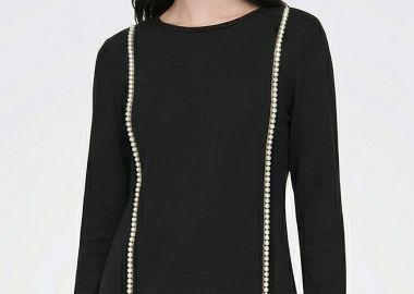 ΜΑΥΡΗ ΠΛΕΚΤΗ ΜΠΛΟΥΖΑ ΜΕ ΠΕΡΛΕΣ - Anna Raxevsky - 