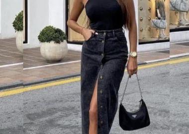 ΜΑΥΡΗ ΤΖΙΝ ΜΑΞΙ ΦΟΥΣΤΑ - JABAR - fashionroom - 