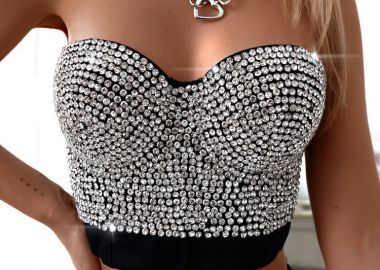 ΜΑΥΡΟ BUSTIER ΜΕ ΣΤΡΑΣ - LUXURY - sense-shop - 