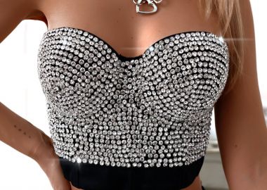 ΜΑΥΡΟ BUSTIER ΜΕ ΣΤΡΑΣ - LUXURY - fashionroom - 