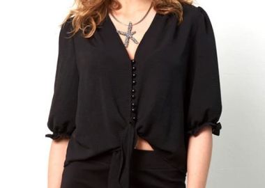 ΜΑΥΡΟ CROP TOP ΠΟΥΚΑΜΙΣΟ - Anna Raxevsky - 