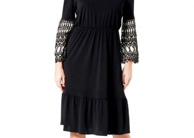 ΜΑΥΡΟ ΦΟΡΕΜΑ ΜΕ ΔΑΝΤΕΛΑ ΚΑΙ ΛΑΣΤΙΧΟ ΣΤΗΝ ΜΕΣΗ - Anna Raxevsky - 