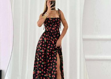 ΜΑΥΡΟ ΦΟΡΕΜΑ ΜΕ ΦΡΑΟΥΛΕΣ - STRAWTOPIA - sense-shop - 