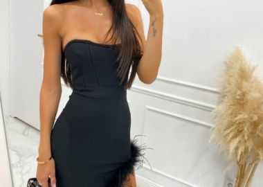 ΜΑΥΡΟ ΦΟΡΕΜΑ ΜΕ ΠΟΥΠΟΥΛΑ BANDAGE - FURLY - fashionroom - 