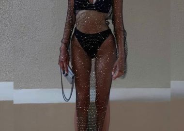 ΜΑΥΡΟ ΜΑΞΙ ΦΟΡΕΜΑ ΔΙΧΤΥ ΜΕ ΣΤΡΑΣ - COACHELLA - fashionroom - 