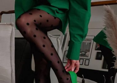 ΜΑΥΡΟ ΠΟΥΑ ΚΑΛΣΟΝ- BOLD DOT - fashionroom - 