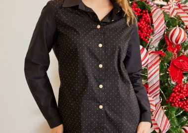 ΜΑΥΡΟ ΠΟΥΚΑΜΙΣΟ ΜΕ ΣΤΡΑΣ - Anna Raxevsky - 