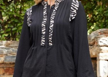 ΜΑΥΡΟ ΠΟΥΚΑΜΙΣΟ ΜΕ ΤΙΓΡΕ ΦΑΣΕΣ - Anna Raxevsky - 