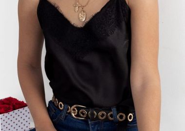 ΜΑΥΡΟ ΣΑΤΕΝ ΤΟΠ - SATIN LINGERIE - fashionroom - 