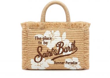 MC2 Saint Barth γυναικείο mini bag χειρός με κεντημένο σχέδιο και floral pattern - VAMI009-03047L Μπεζ - MC2 SAINT BARTH - 