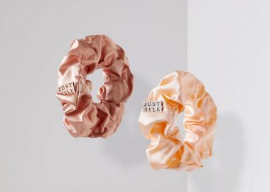 Mεγαλα μεταξωτά scrunchies σε ροζ και ροδακινί - JUST SILK - 