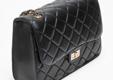 Μεγάλη τσάντα ώμου με γαζιά - Μαύρο - Issue - 