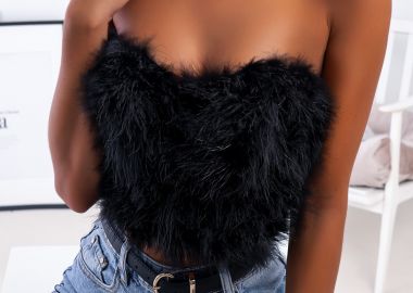 MELLOW BLACK FEATHER BUSTIER - sense-shop - 
