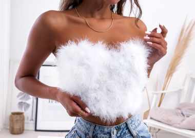 MELLOW WHITE FEATHER BUSTIER - sense-shop - 
