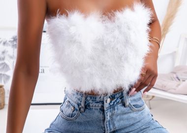 MELLOW WHITE FEATHER BUSTIER - fashionroom - 