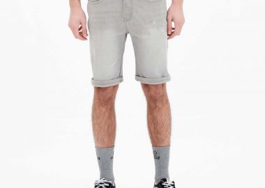 MEN'S STRETCH DENIM SHORTS ΓΚΡΙ - BASEHIT - 